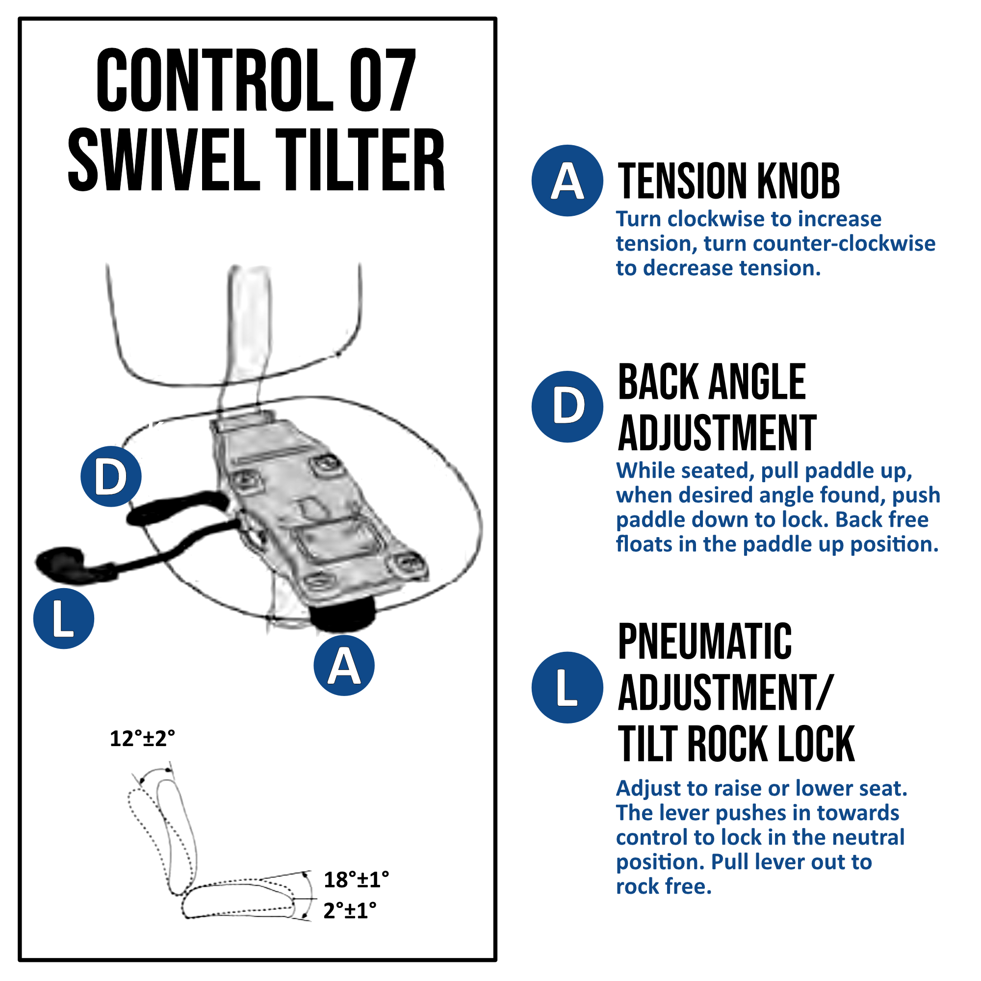 Enhanced task 07-control with seat slider and ratchet back - Model NS821